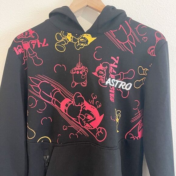 Lot 29 Sweatshirt Men Small Black X Astro Boy Black All Over Print Hoodie Y2K - Picture 1 of 9